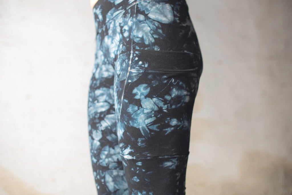 Dark Blue Floral Stretchy Leggings
