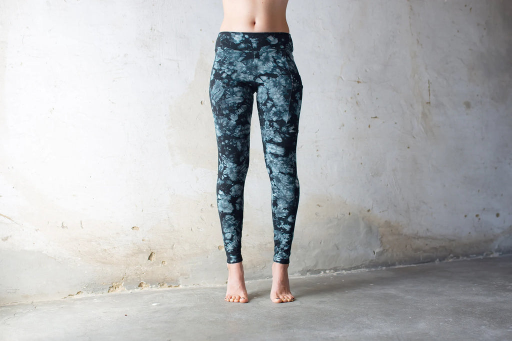 Dark Blue Floral Stretchy Leggings