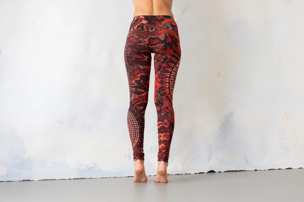 Red Boho Pattern Stretchy Leggings